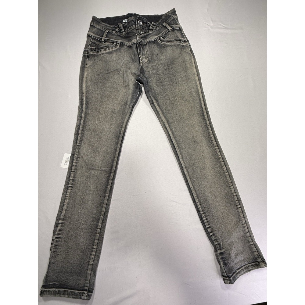 D&B Deep Blue Teens Skinny Jeans Gray Medium Wash Stretch 5-Pocket Button 15